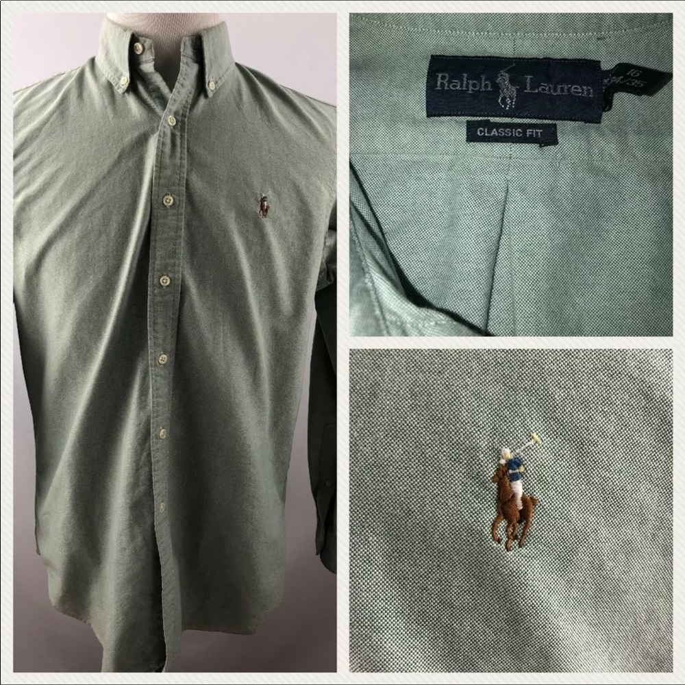 Ralph Lauren mens button front shirt size XL green